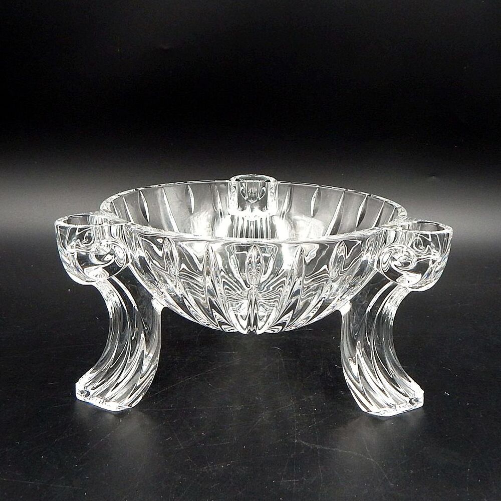Gorham Scroll Epergne Candle Bowl 24% Crystal Centerpiece Console 8 In Czech
